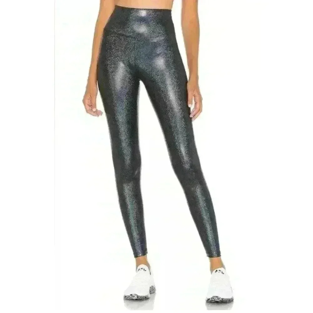 Koral by Ilana Kugel Womens Shimmer Ankle Leggings High Rise Elastic Waist XS